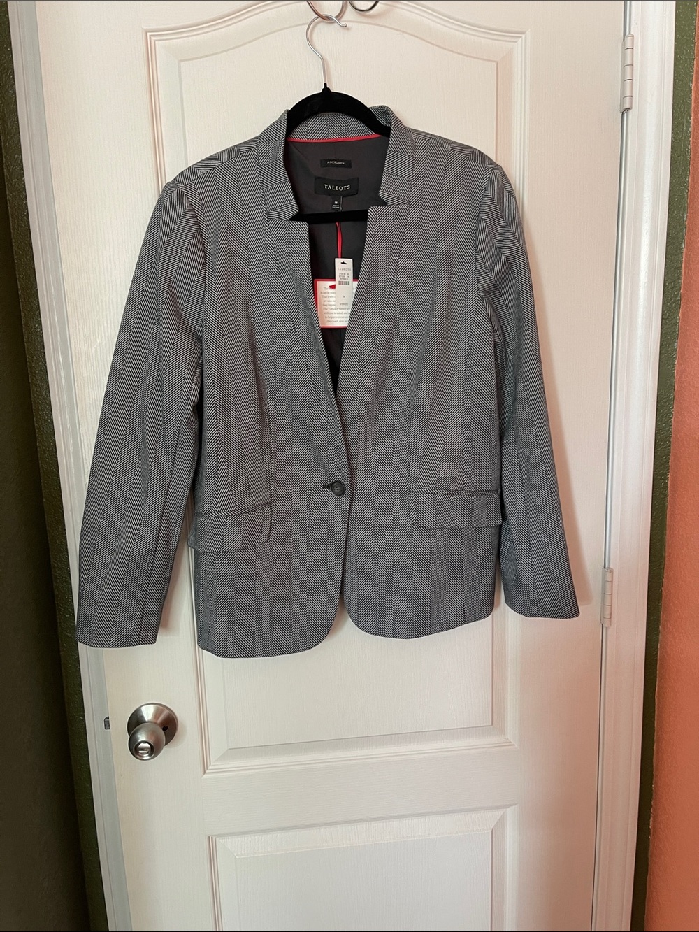 Talbots Gray Textured Single-Button Blazer NWT